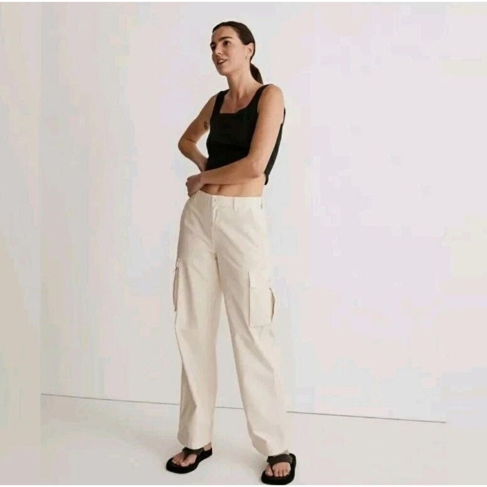 Madewell Low Slung Cargo Pants Women's 29 Slouchy Straight Legs Cream Utility
